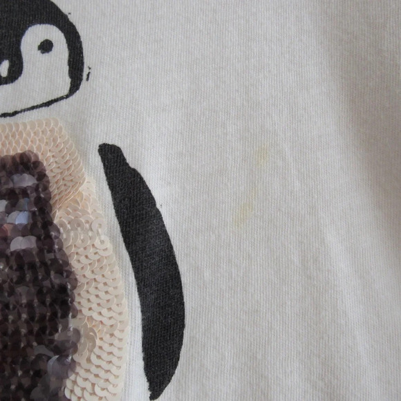 J Crew Penguin Collector Tee Size XXS Cream Short Sleeves Crewneck Sequins - Picture 7 of 10